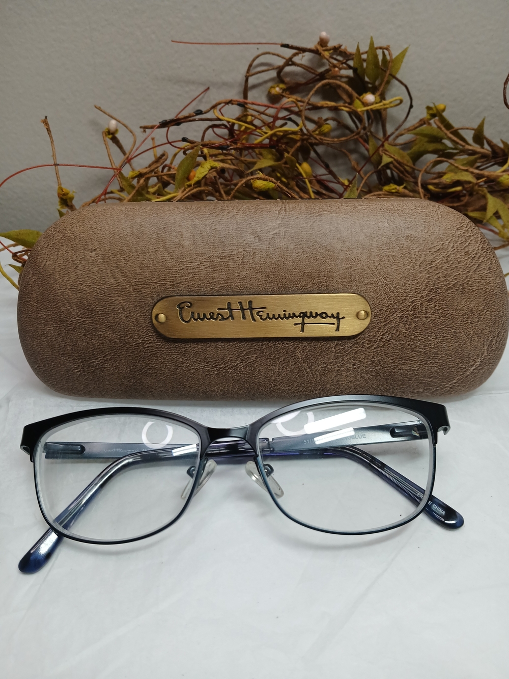 Ernest Hemingway Blue Metal Frame Reading Glasses
